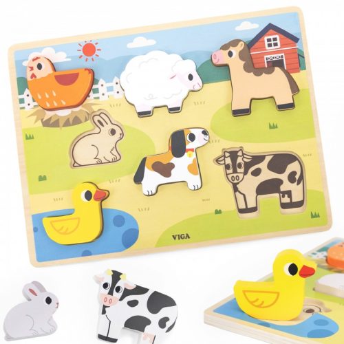 Viga montessori magasított farmos puzzle