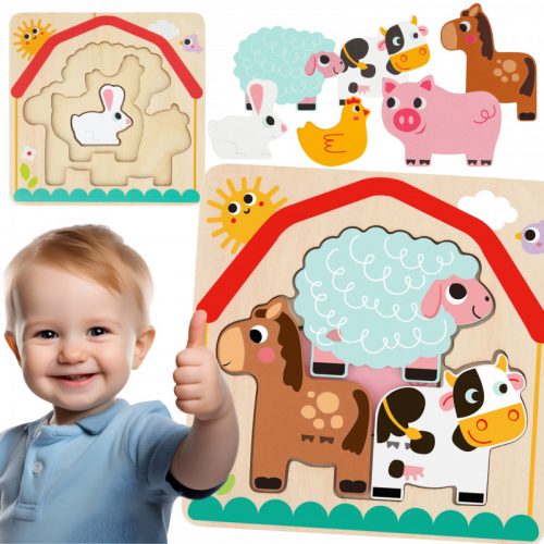 JátékTooky Toy fa, montesszori puzzle - háziállatos